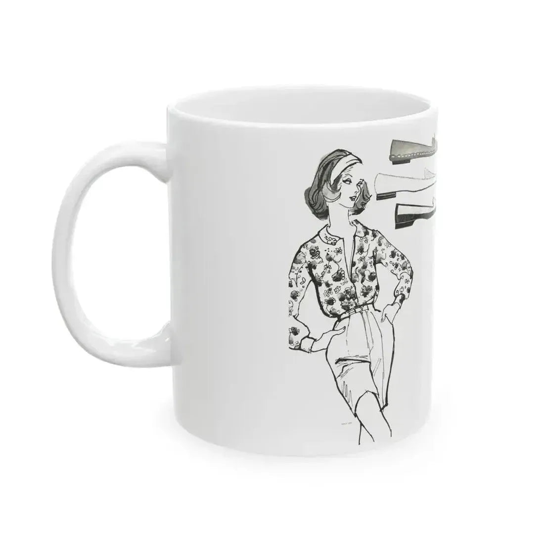 Fashion Illustration by Erica Perl, 1957 (2) - White Coffee Mug - Go Mug Yourself