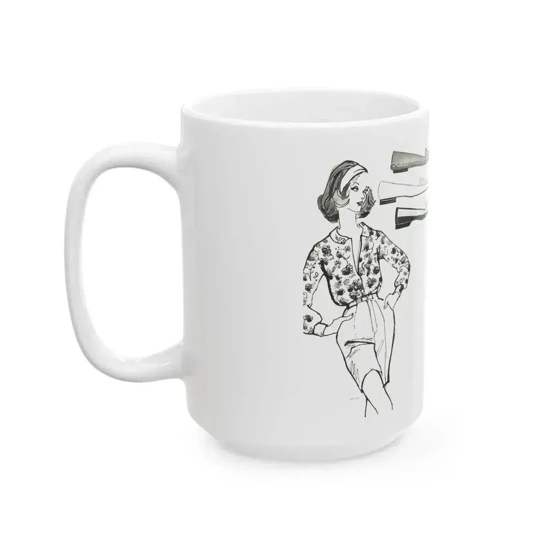 Fashion Illustration by Erica Perl, 1957 (2) - White Coffee Mug - Go Mug Yourself