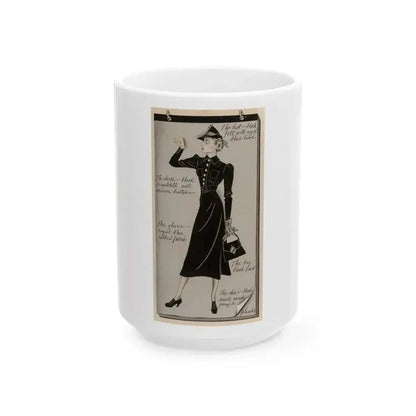Fashion Illustration, circa 1945 - White Coffee Mug 15oz - Go Mug Yourself