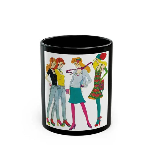 Fashion illustration, Destiny magazine, 1973 - Black Coffee Mug 11oz - Go Mug Yourself