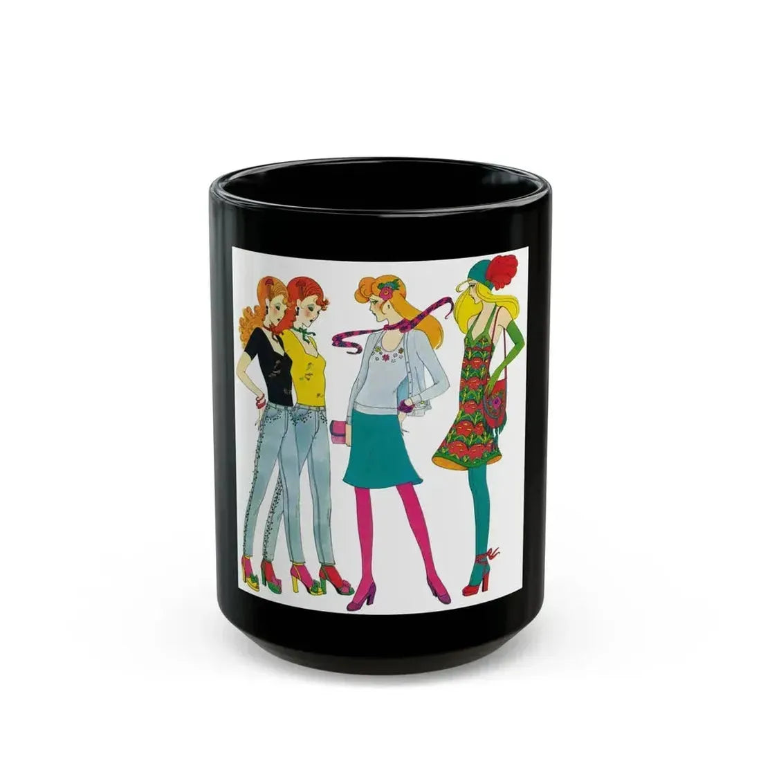 Fashion illustration, Destiny magazine, 1973 - Black Coffee Mug 15oz - Go Mug Yourself