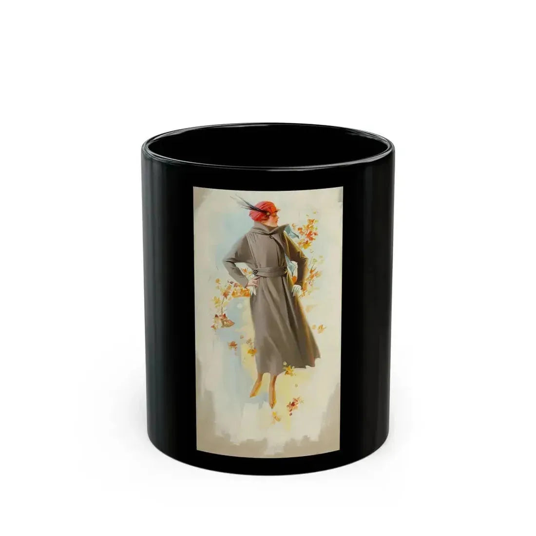 Fashion Illustration, Fall, 1918 - Black Coffee Mug 11oz - Go Mug Yourself