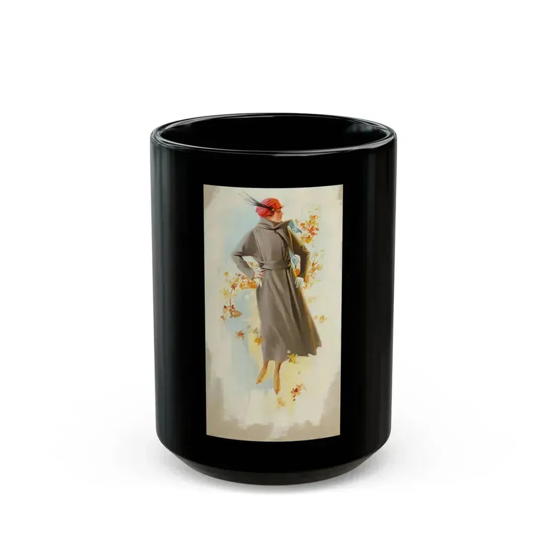 Fashion Illustration, Fall, 1918 - Black Coffee Mug 15oz - Go Mug Yourself