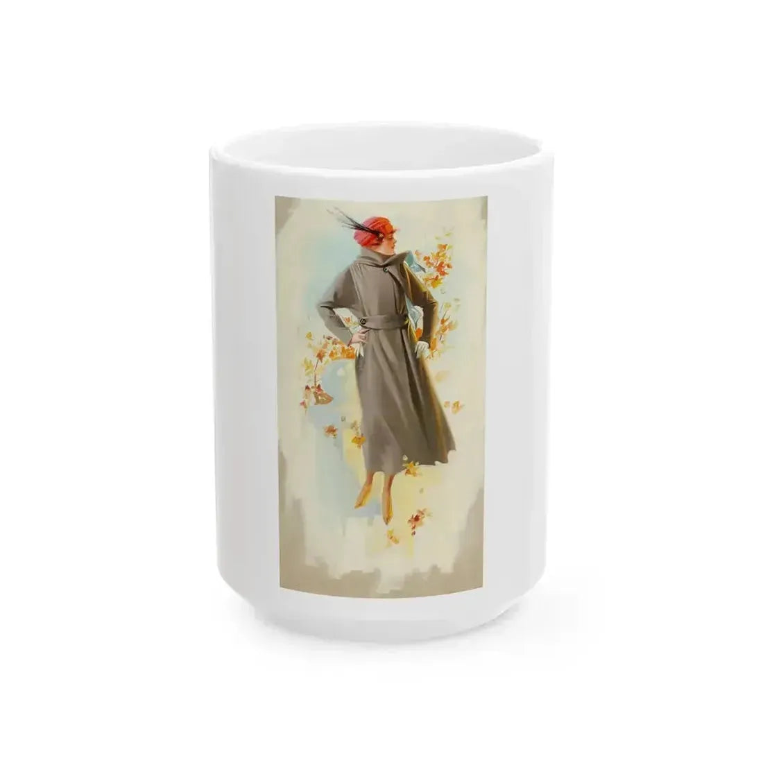 Fashion Illustration, Fall, 1918 - White Coffee Mug 15oz - Go Mug Yourself