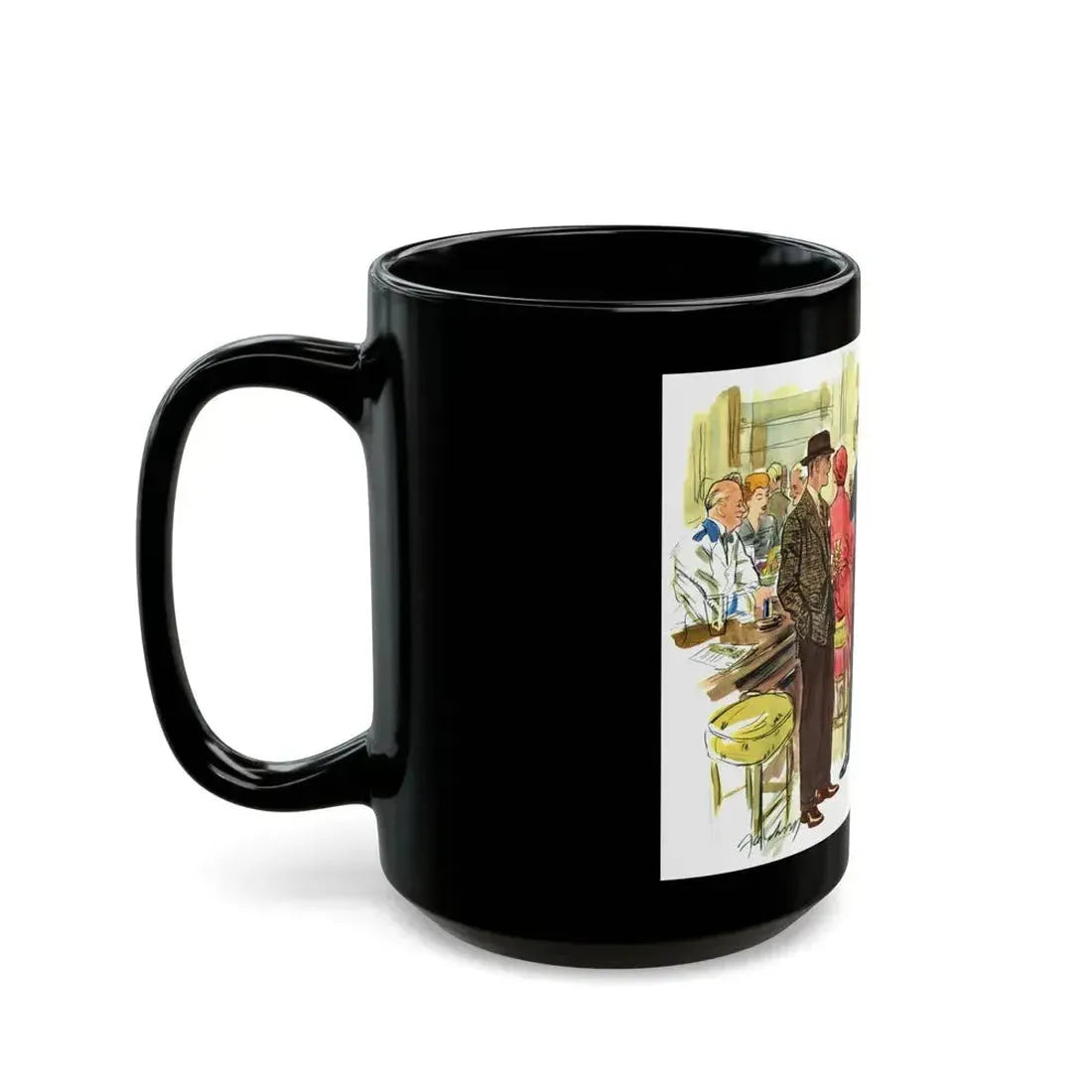 Fashion illustration from Esquire, 1954 - Black Coffee Mug - Go Mug Yourself