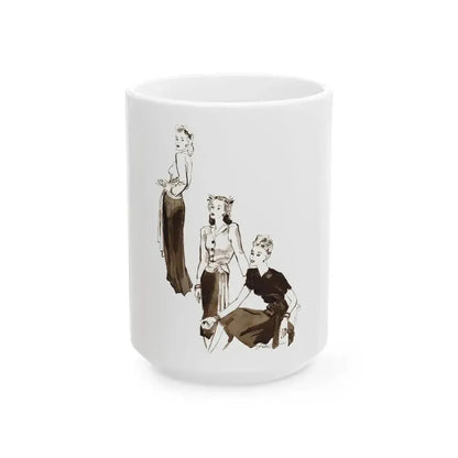 Fashion illustration from The Tatler and Bystander magazine, 1943 - White Coffee Mug 15oz - Go Mug Yourself