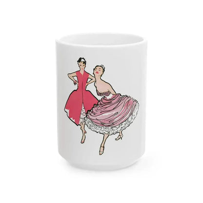 Fashion Illustration from Woman's Own magazine, 1955 (1) - White Coffee Mug 15oz - Go Mug Yourself
