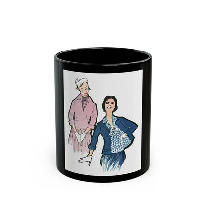 Fashion Illustration from Woman's Own magazine, 1955 (2) - Black Coffee Mug 11oz - Go Mug Yourself
