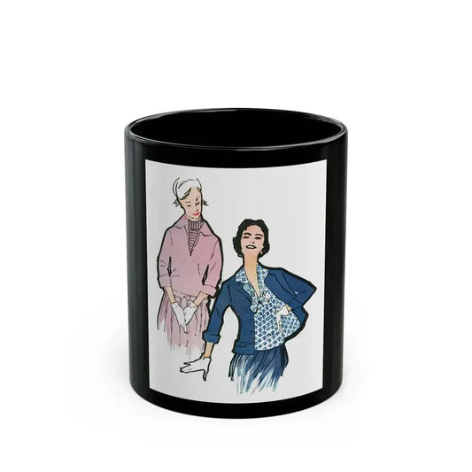 Fashion Illustration from Woman's Own magazine, 1955 (2) - Black Coffee Mug 11oz - Go Mug Yourself