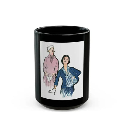 Fashion Illustration from Woman's Own magazine, 1955 (2) - Black Coffee Mug 15oz - Go Mug Yourself