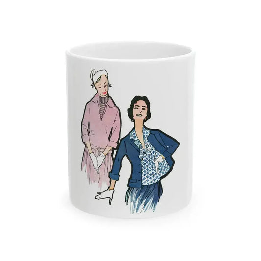 Fashion Illustration from Woman's Own magazine, 1955 (2) - White Coffee Mug 11oz - Go Mug Yourself