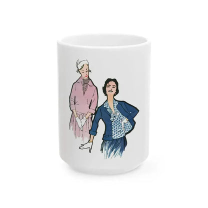 Fashion Illustration from Woman's Own magazine, 1955 (2) - White Coffee Mug 15oz - Go Mug Yourself