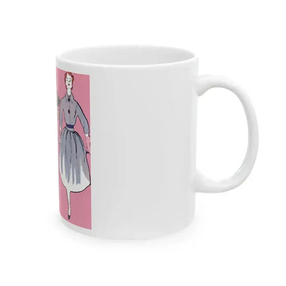 Fashion Illustration from Woman's Own magazine, 1957 - White Coffee Mug - Go Mug Yourself