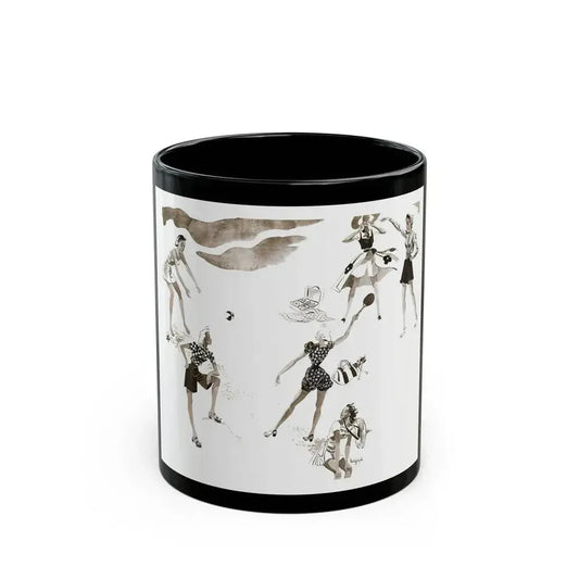 Fashion illustration, July edition of Britannia and Eve magazine, 1939 - Black Coffee Mug 11oz - Go Mug Yourself