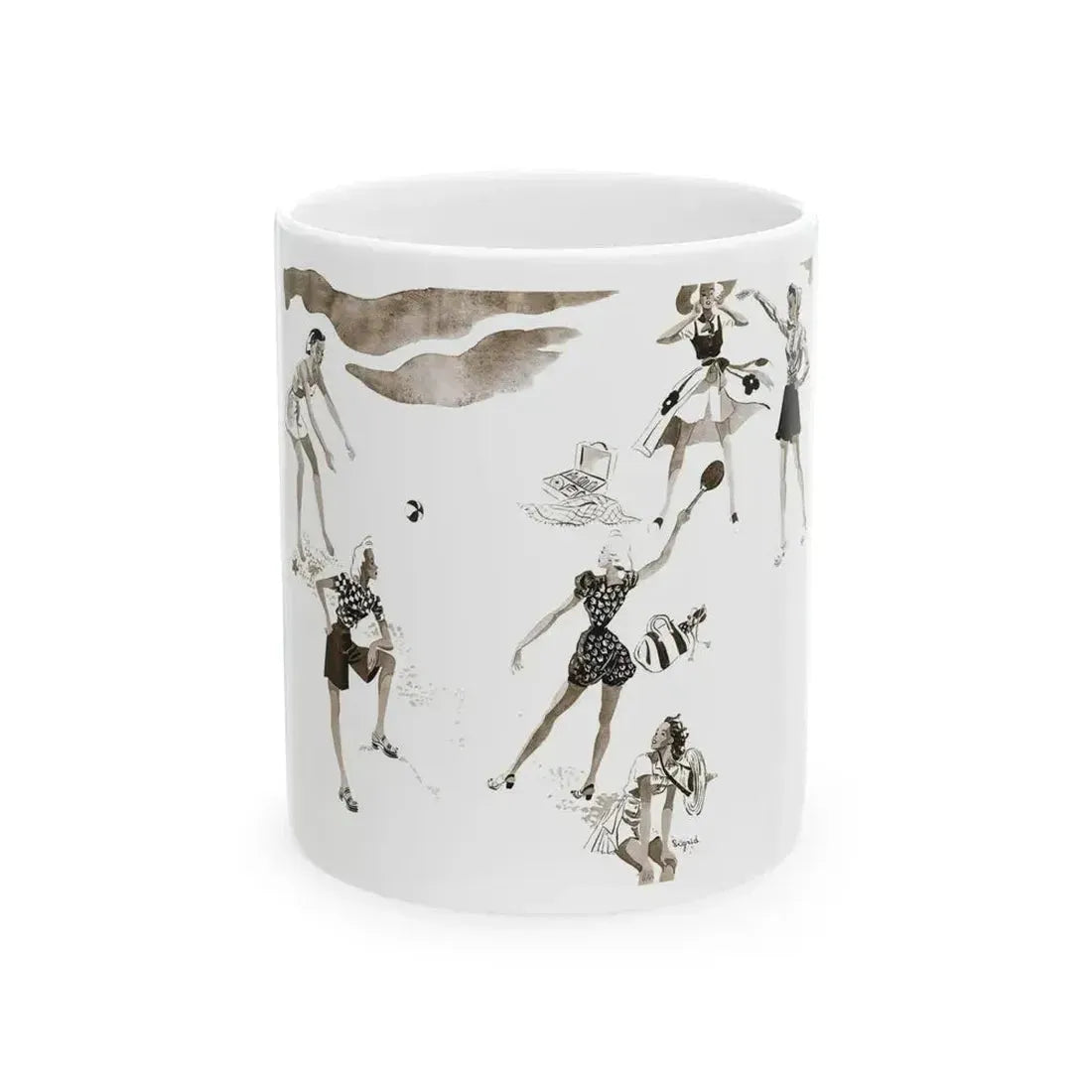 Fashion illustration, July edition of Britannia and Eve magazine, 1939 - White Coffee Mug 11oz - Go Mug Yourself