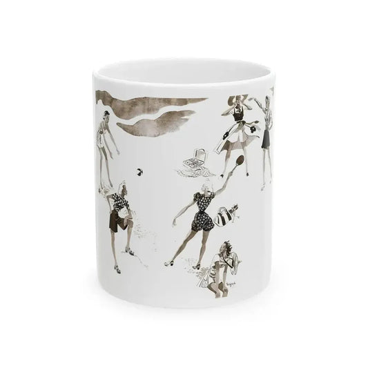 Fashion illustration, July edition of Britannia and Eve magazine, 1939 - White Coffee Mug 11oz - Go Mug Yourself