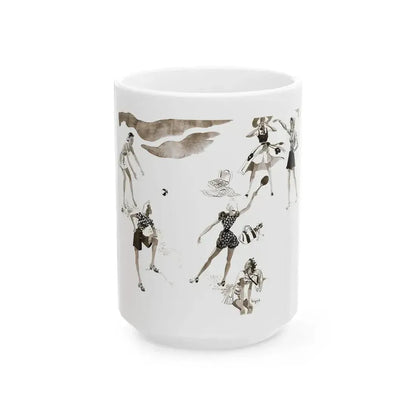 Fashion illustration, July edition of Britannia and Eve magazine, 1939 - White Coffee Mug 15oz - Go Mug Yourself