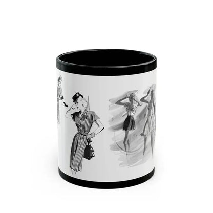 Fashion Illustrations, 1945 - Black Coffee Mug 11oz - Go Mug Yourself