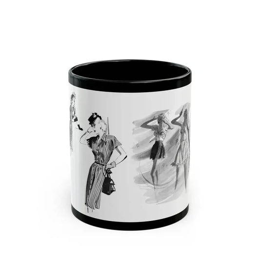 Fashion Illustrations, 1945 - Black Coffee Mug 11oz - Go Mug Yourself