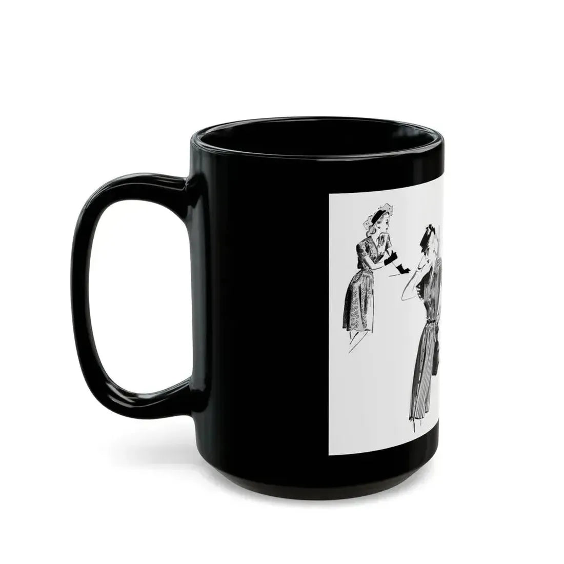 Fashion Illustrations, 1945 - Black Coffee Mug - Go Mug Yourself