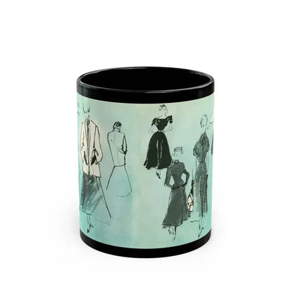 Fashion Illustrations, 1948 - Black Coffee Mug 11oz - Go Mug Yourself