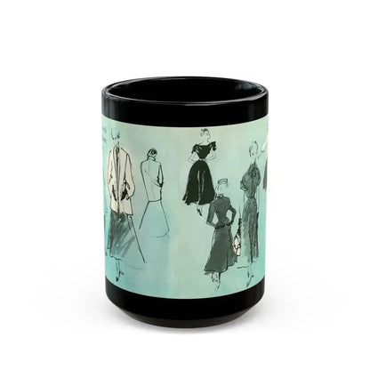 Fashion Illustrations, 1948 - Black Coffee Mug 15oz - Go Mug Yourself