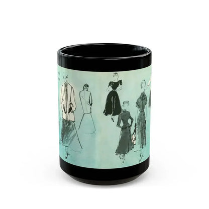 Fashion Illustrations, 1948 - Black Coffee Mug 15oz - Go Mug Yourself