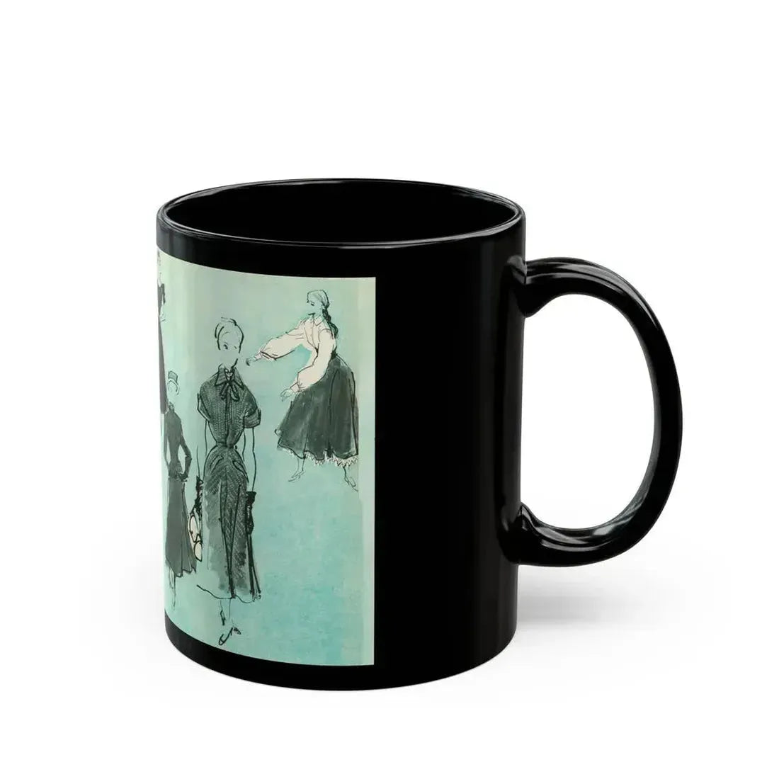 Fashion Illustrations, 1948 - Black Coffee Mug - Go Mug Yourself