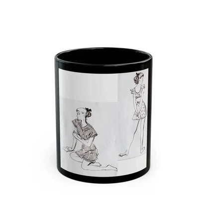 Fashion Illustrations, Junior Bazaar, 1947 - Black Coffee Mug 11oz - Go Mug Yourself