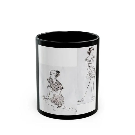 Fashion Illustrations, Junior Bazaar, 1947 - Black Coffee Mug 11oz - Go Mug Yourself
