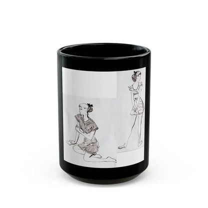 Fashion Illustrations, Junior Bazaar, 1947 - Black Coffee Mug 15oz - Go Mug Yourself