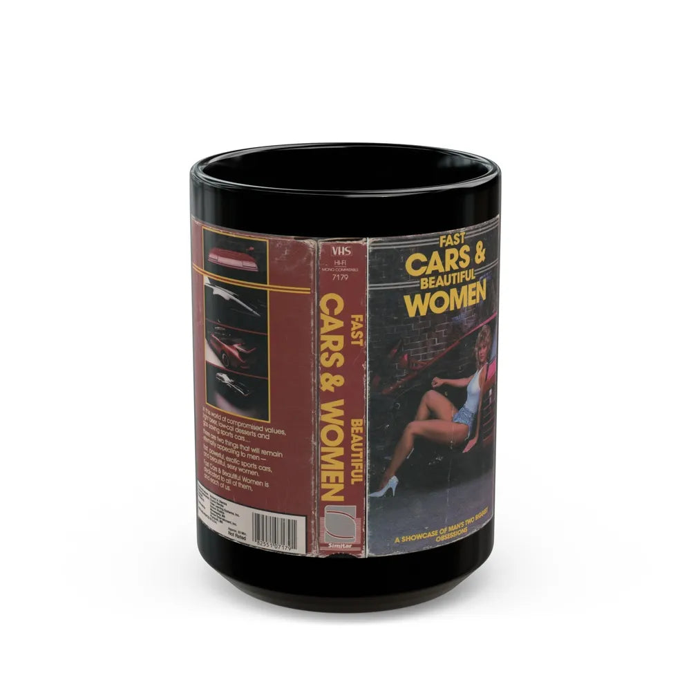 FAST CARS AND BEAUTIFUL WOMEN (VHS COVER) - Black Coffee Mug-15oz-Go Mug Yourself