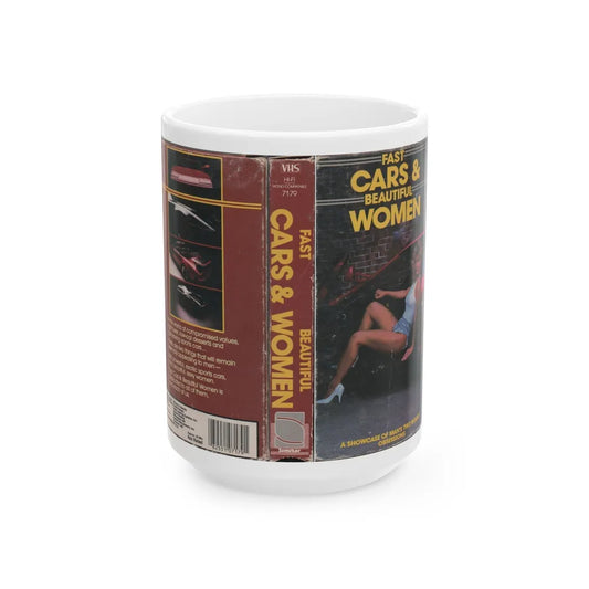 FAST CARS AND BEAUTIFUL WOMEN (VHS COVER) - White Coffee Mug-15oz-Go Mug Yourself