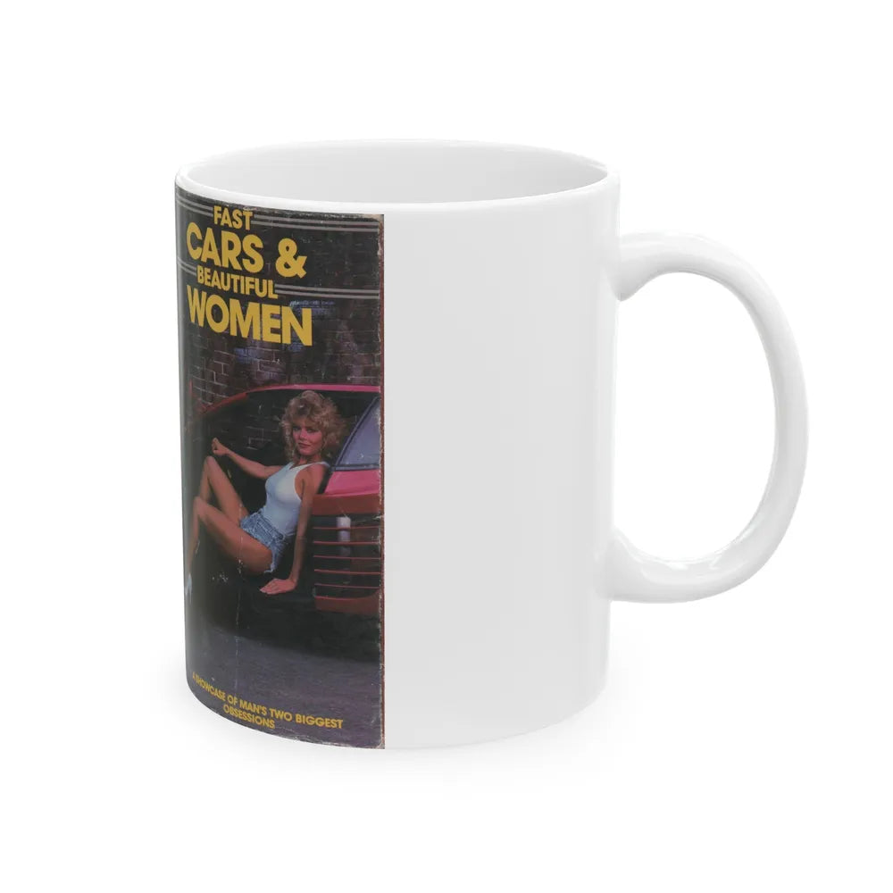 FAST CARS AND BEAUTIFUL WOMEN (VHS COVER) - White Coffee Mug-Go Mug Yourself