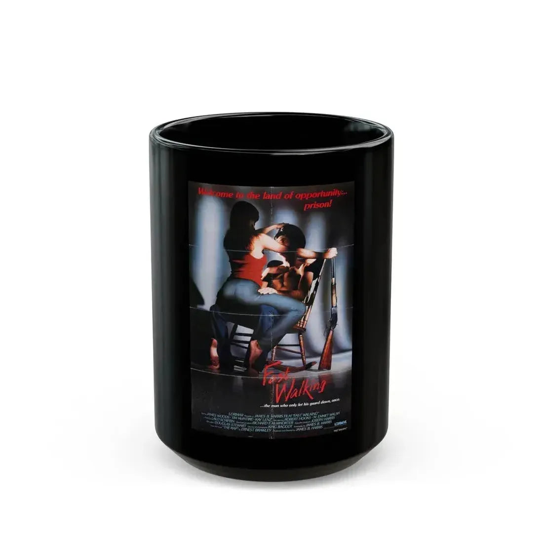 FAST WALKING 1982 Movie Poster - Black Coffee Mug 15oz - Go Mug Yourself