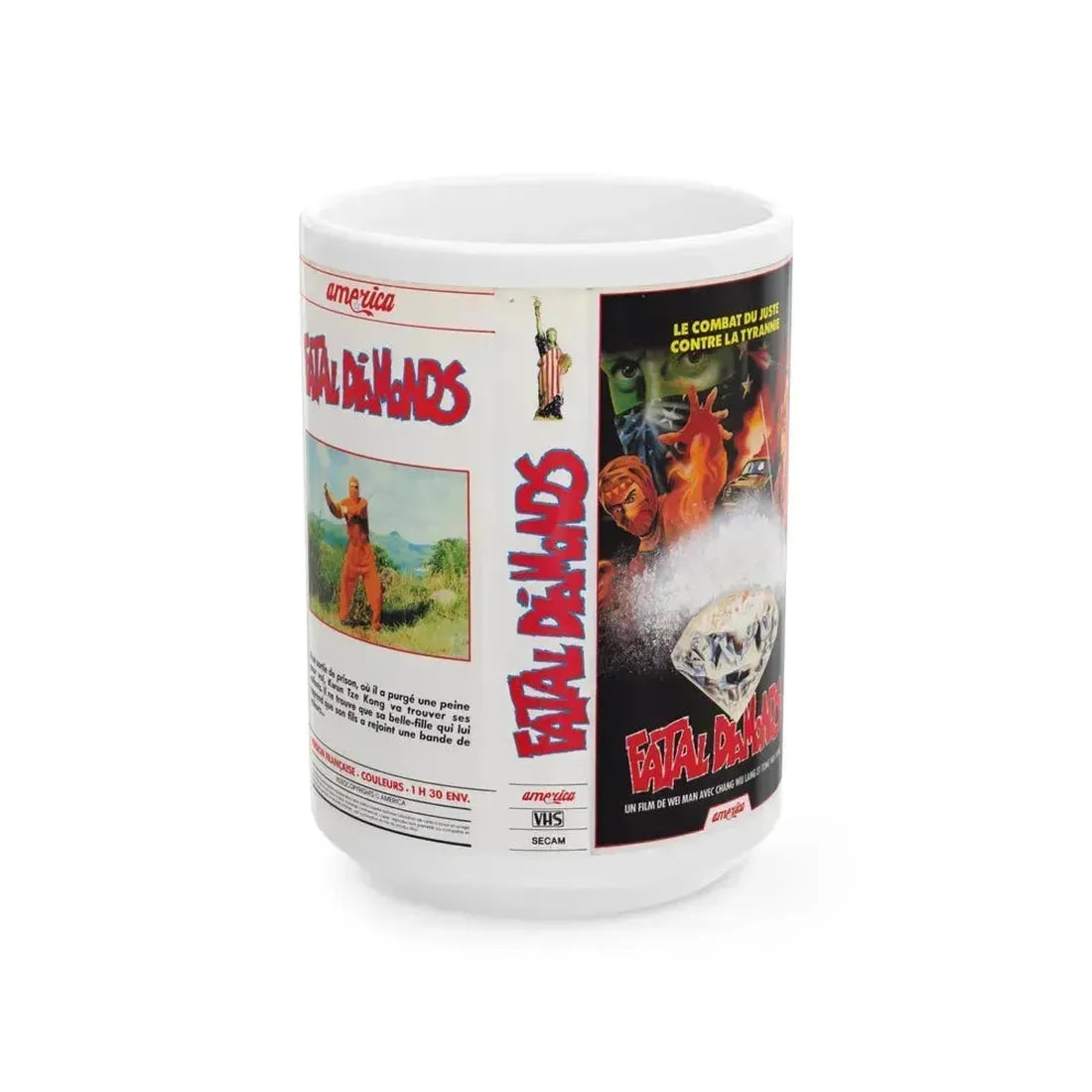 FATAL DIAMONDS (VHS COVER) - White Coffee Mug 15oz - Go Mug Yourself