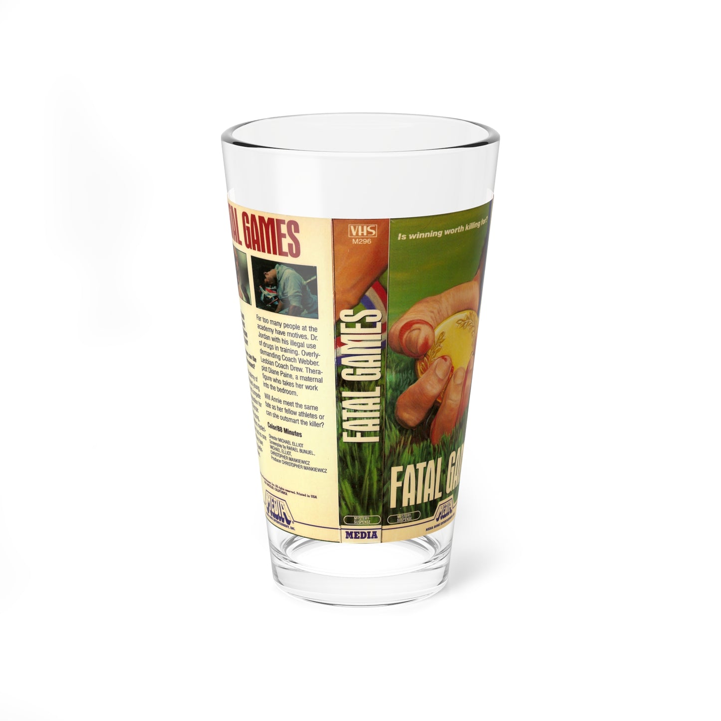 FATAL GAMES MEDIA (VHS COVER) Pint Glass 16oz-16oz-Go Mug Yourself