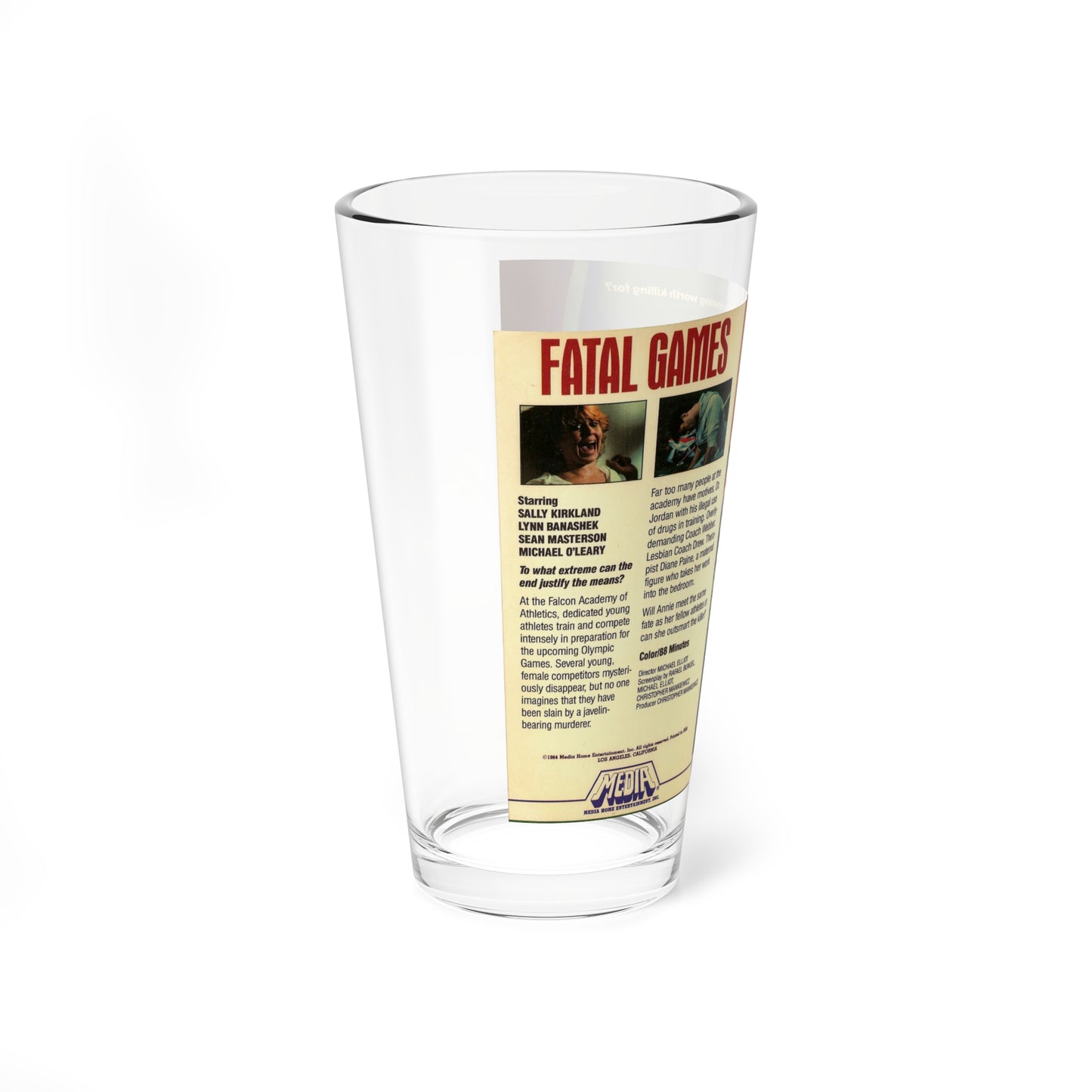 FATAL GAMES MEDIA (VHS COVER) Pint Glass 16oz-Go Mug Yourself