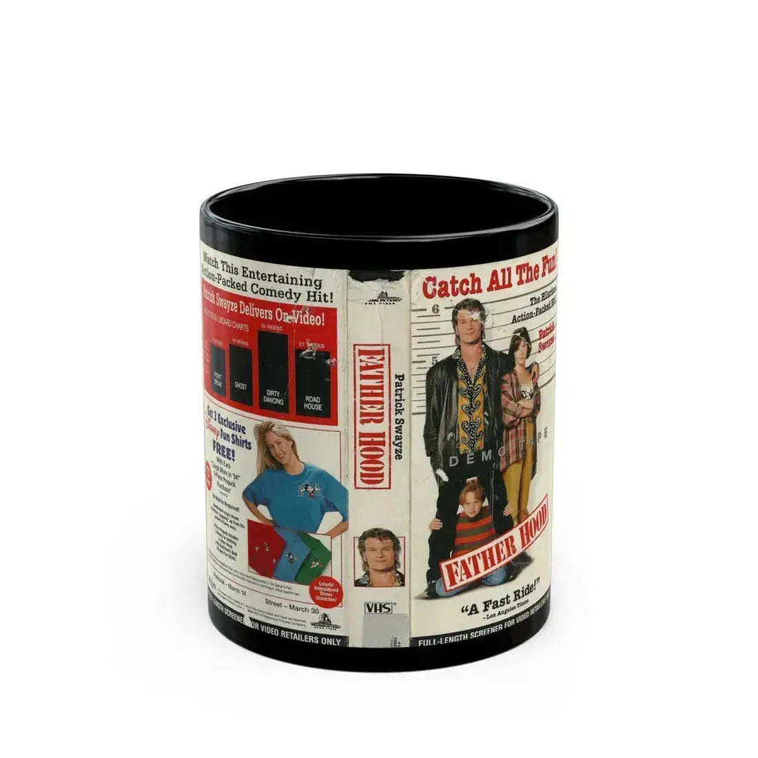FATHER HOOD FULL LENGTH SCREENER FOR VIDEO RETAILERS ONLY (VHS COVER) - Black Coffee Mug 11oz - Go Mug Yourself