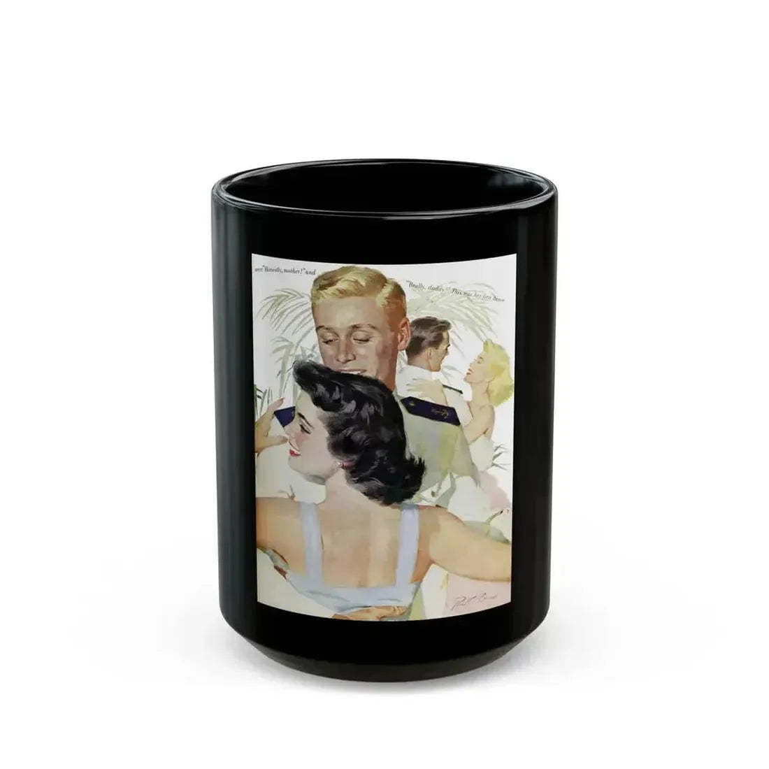 Fathers Can't Win, Ladies' Home Journal, May 1956 - Black Coffee Mug 15oz - Go Mug Yourself