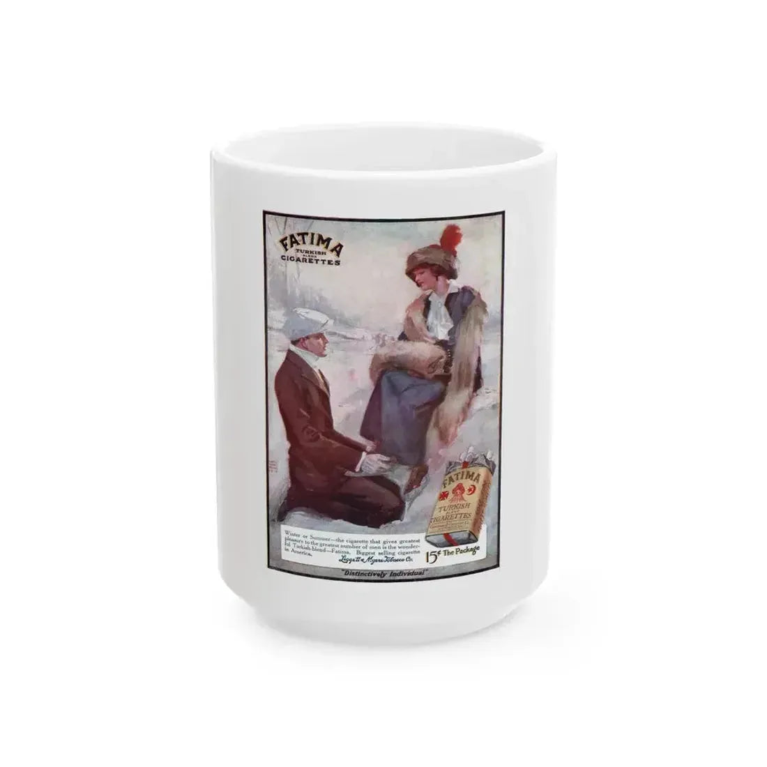 Fatima advertisement, Top-Notch magazine, March 15, 1914 - White Coffee Mug 15oz - Go Mug Yourself
