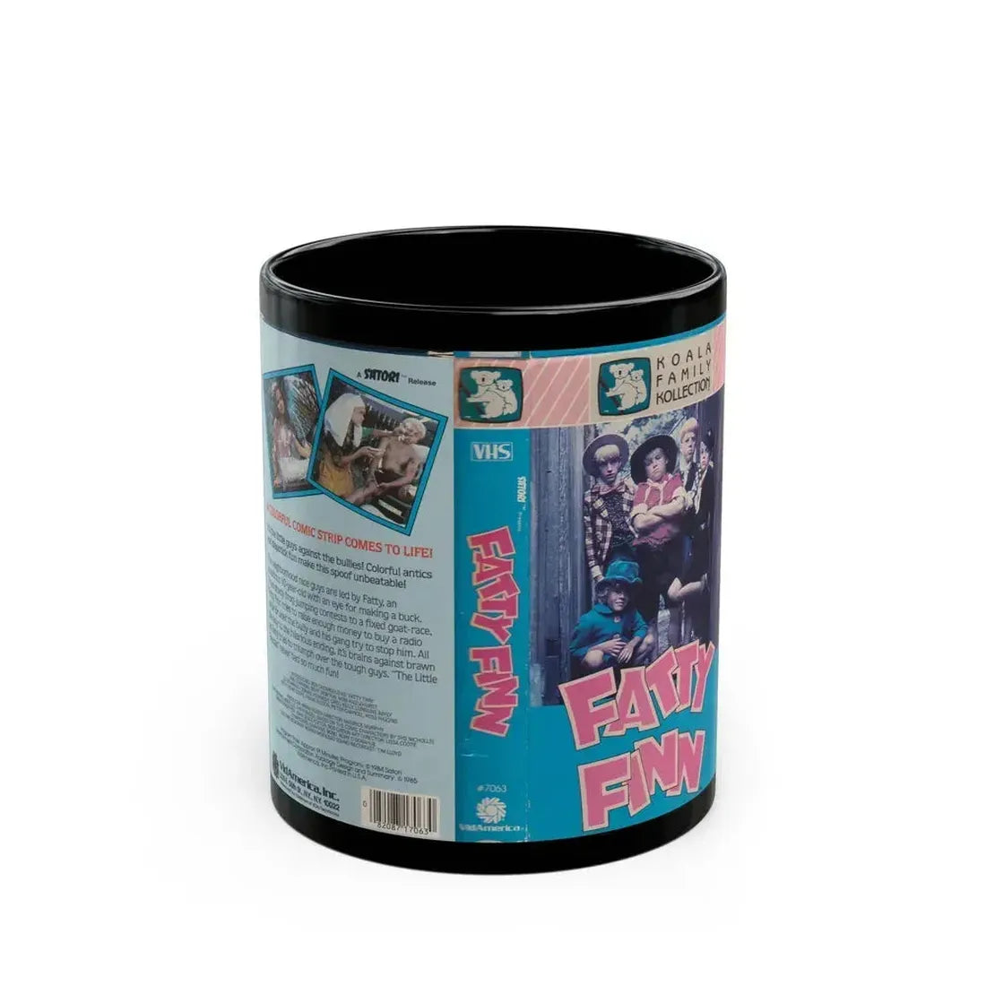 FATTY FINN KOALA FAMILY COLLECTION (VHS COVER) - Black Coffee Mug 11oz - Go Mug Yourself
