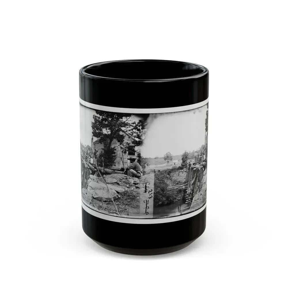Fauquier Sulphur Springs, Va., Vicinity. Troops Building Bridges Across The North Fork Of The Rappahannock (U.S. Civil War) Black Coffee Mug 15oz - Go Mug Yourself