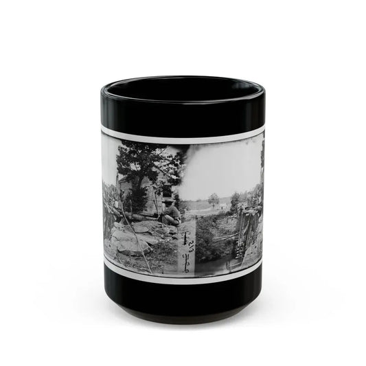 Fauquier Sulphur Springs, Va., Vicinity. Troops Building Bridges Across The North Fork Of The Rappahannock (U.S. Civil War) Black Coffee Mug 15oz - Go Mug Yourself