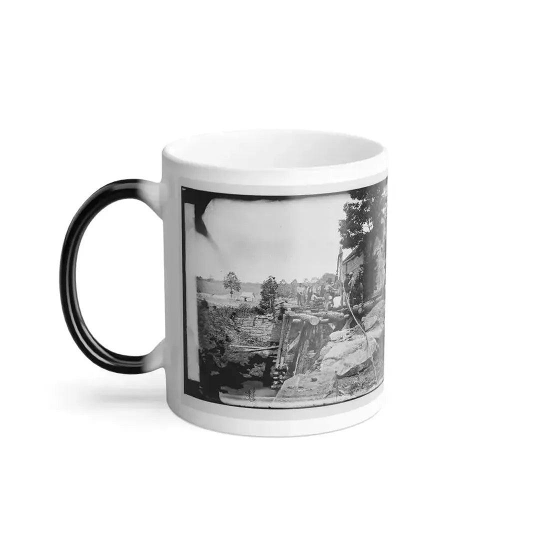 Fauquier Sulphur Springs, Va., Vicinity. Troops Building Bridges Across the North Fork of the Rappahannock (U.S. Civil War) Color Changing Coffee Mug 11oz - Go Mug Yourself