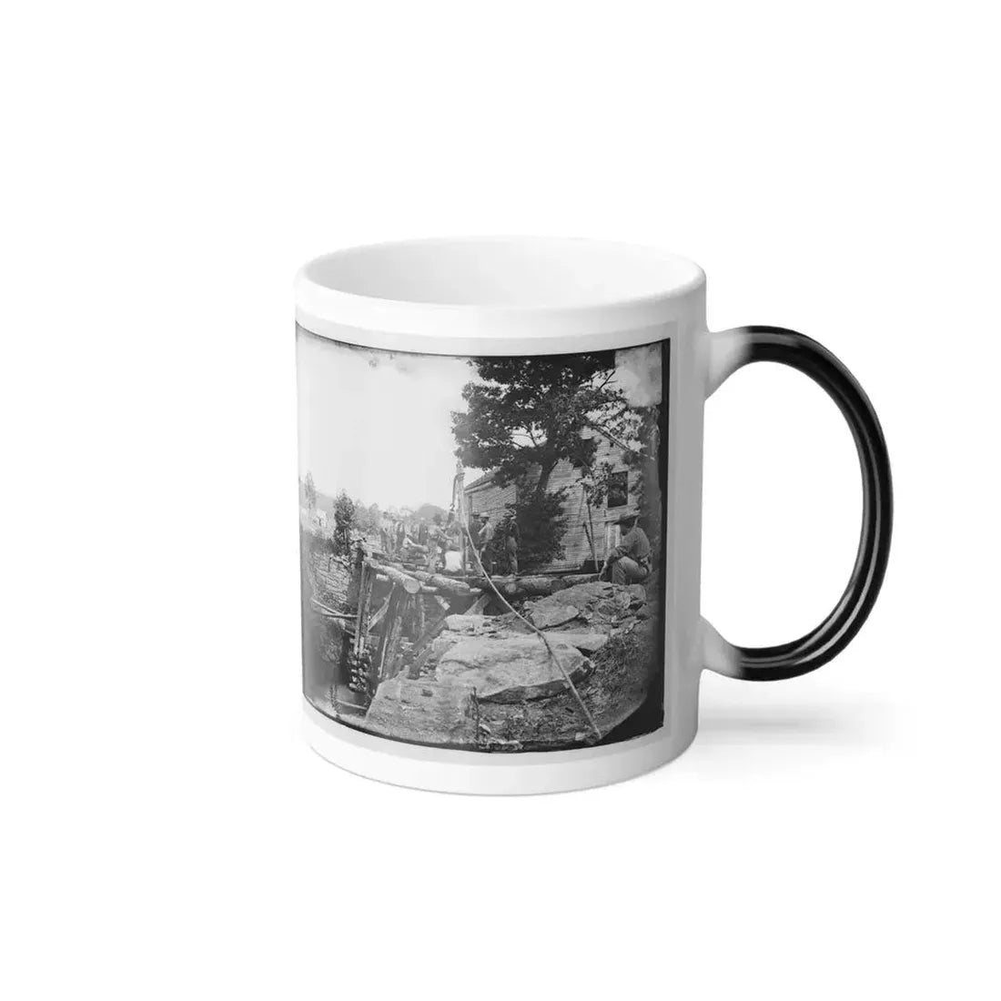 Fauquier Sulphur Springs, Va., Vicinity. Troops Building Bridges Across the North Fork of the Rappahannock (U.S. Civil War) Color Changing Coffee Mug 11oz - Go Mug Yourself