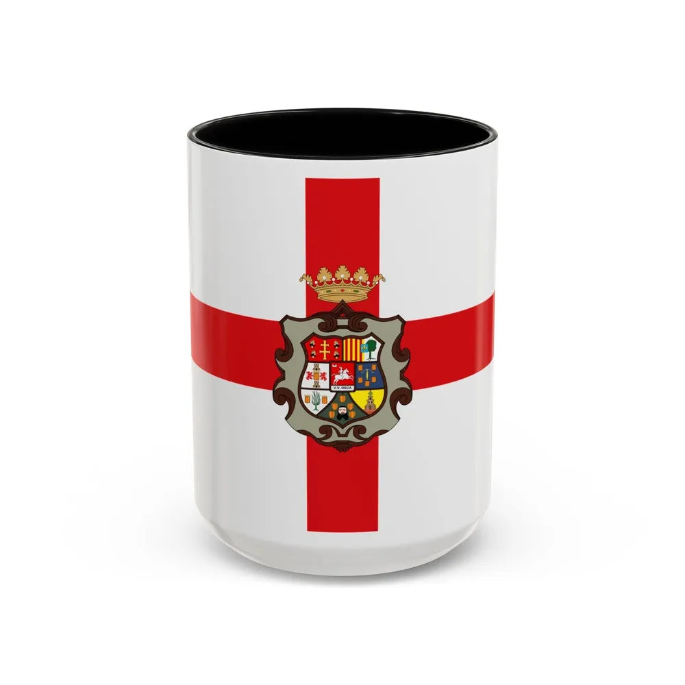 Flag of Huesca Spain - Accent Coffee Mug-15oz-Black-Go Mug Yourself