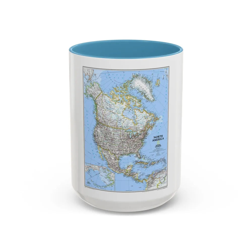 North America (2005) (Map) Accent Coffee Mug-15oz-Light Blue-Go Mug Yourself