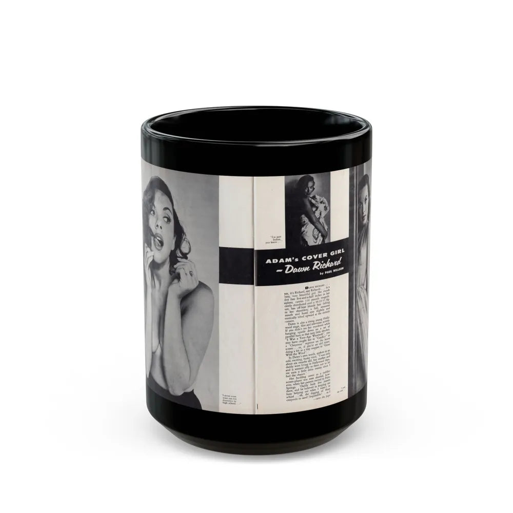 Dawn Richard #45 - [Pages 20 & 21] Including Pages 1 & 2 of 4 with, 3 B&W Photos+Article from Adam Mag. '58 - Photo (Vintage Female Icon) Black Coffee Mug-15oz-Go Mug Yourself