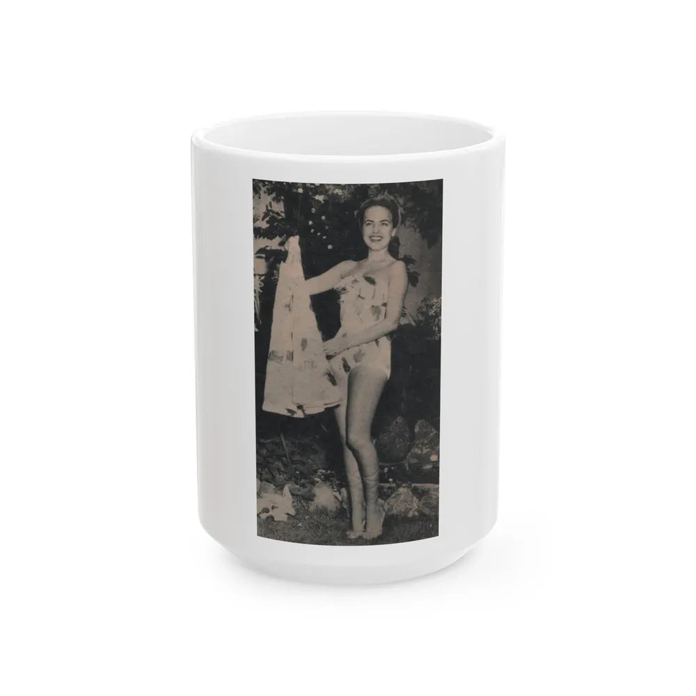 Terry Moore #637 - Magazine Page 1 Cropped B&W Photo (Vintage Female Icon) White Coffee Mug-15oz-Go Mug Yourself